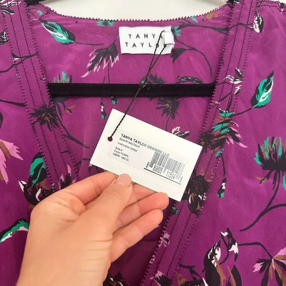 Tanya Taylor Nomi Vines Faux Wrap Silk Dress Size S - Picture 5 of 12